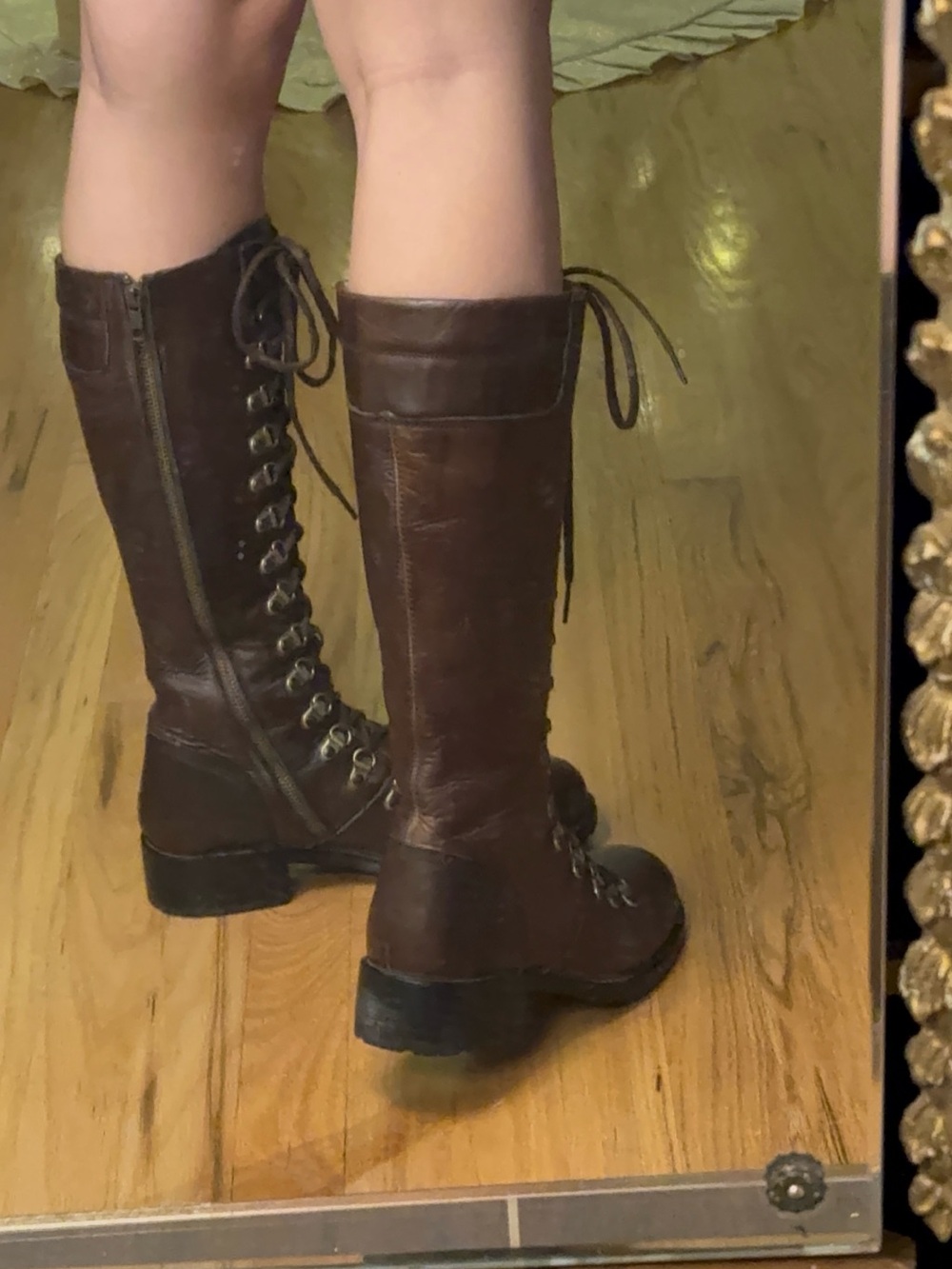 Black Label Frye Dark Brown Knee-High Lace-Up Boots amazing condition RARE - Picture 3 of 12